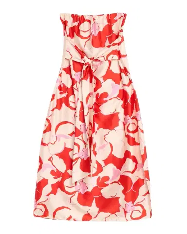 Misa Los Angeles Damalis Strapless Satin Midi Dress | Thumbnail 1 Misa Los Angeles Damalis Strapless Satin Midi Dress | Thumbnail 1