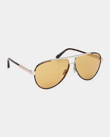 Tom Ford Men's Rupert 02 63mm Metal & Acetate Aviator Sunglasses | Thumbnail 4 Tom Ford Men's Rupert 02 63mm Metal & Acetate Aviator Sunglasses | Thumbnail 4