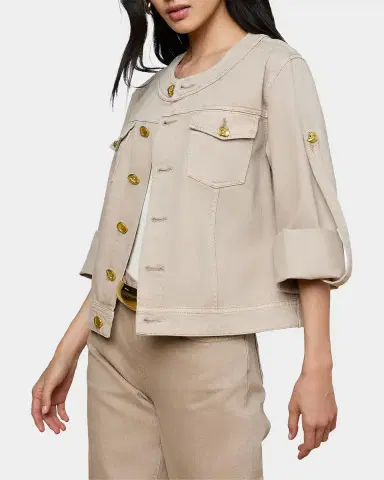 L'Agence Anouk Collarless Denim Jacket | Thumbnail 7 L'Agence Anouk Collarless Denim Jacket | Thumbnail 7