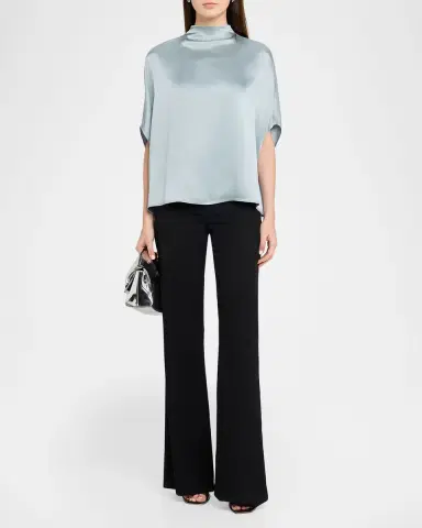 Lapointe Double-Face Satin Mock-Neck Blouse | Thumbnail 2