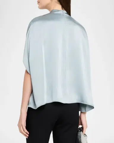 Lapointe Double-Face Satin Mock-Neck Blouse | Thumbnail 3