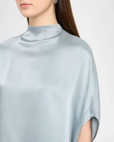 Lapointe Double-Face Satin Mock-Neck Blouse | Thumbnail 5