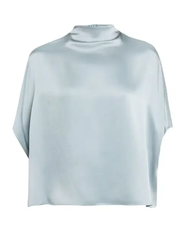 LAPOINTE Double-Face Satin Mock-Neck Blouse