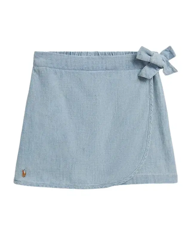 Little Girl 's & Girl 's Indigo Chambray Wrap Skort