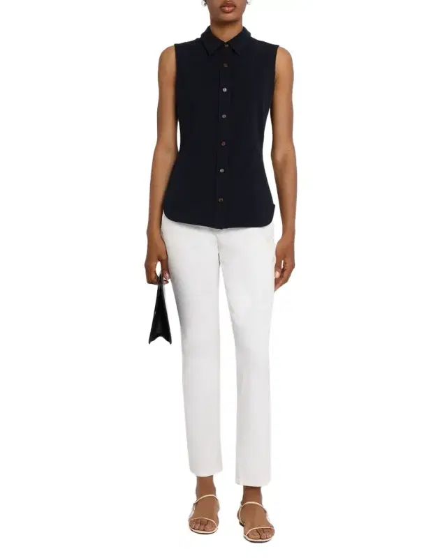 Sleeveless Cotton Pique Shirt