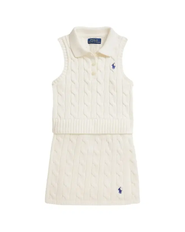 Little Girl's & Girl's Cotton Polo Sweater & Faux-Wrap Skirt