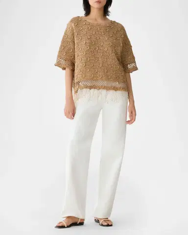 Lafayette 148 New York Floral Paper Ribbon Crochet Sweater | Thumbnail 2 Lafayette 148 New York Floral Paper Ribbon Crochet Sweater | Thumbnail 2