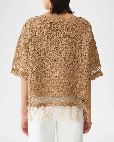 Lafayette 148 New York Floral Paper Ribbon Crochet Sweater | Thumbnail 3 Lafayette 148 New York Floral Paper Ribbon Crochet Sweater | Thumbnail 3