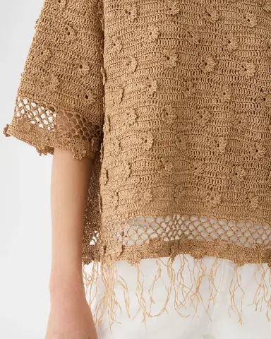Lafayette 148 New York Floral Paper Ribbon Crochet Sweater | Thumbnail 5 Lafayette 148 New York Floral Paper Ribbon Crochet Sweater | Thumbnail 5