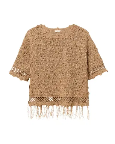 Lafayette 148 New York Floral Paper Ribbon Crochet Sweater | Thumbnail 1 Lafayette 148 New York Floral Paper Ribbon Crochet Sweater | Thumbnail 1
