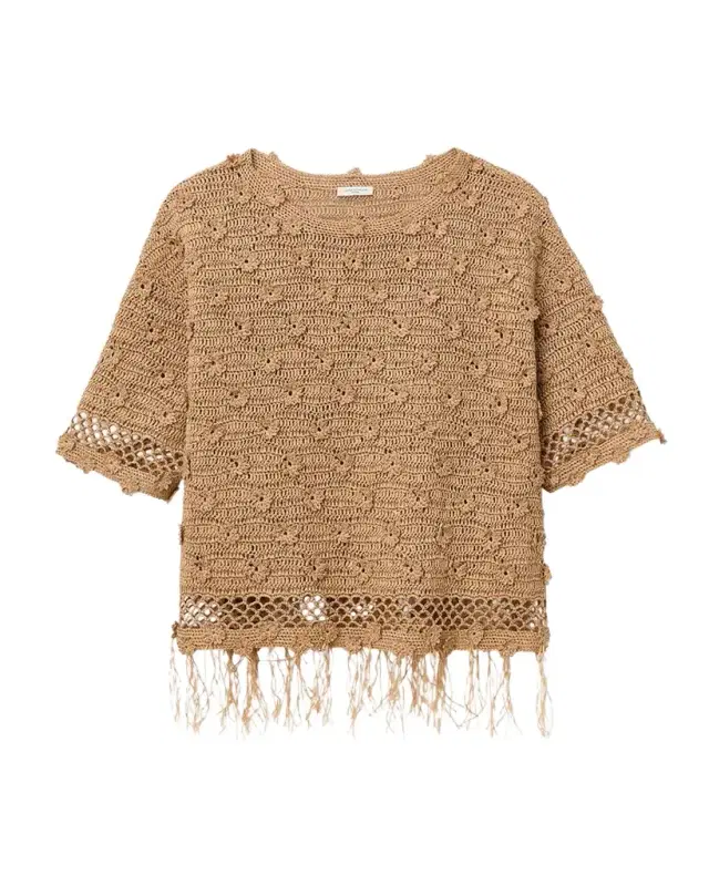 Lafayette 148 New York Floral Paper Ribbon Crochet Sweater