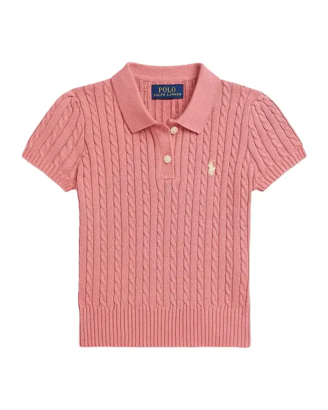 Little Girl 's & Girl 's Mini-Cable Cotton Polo Sweater