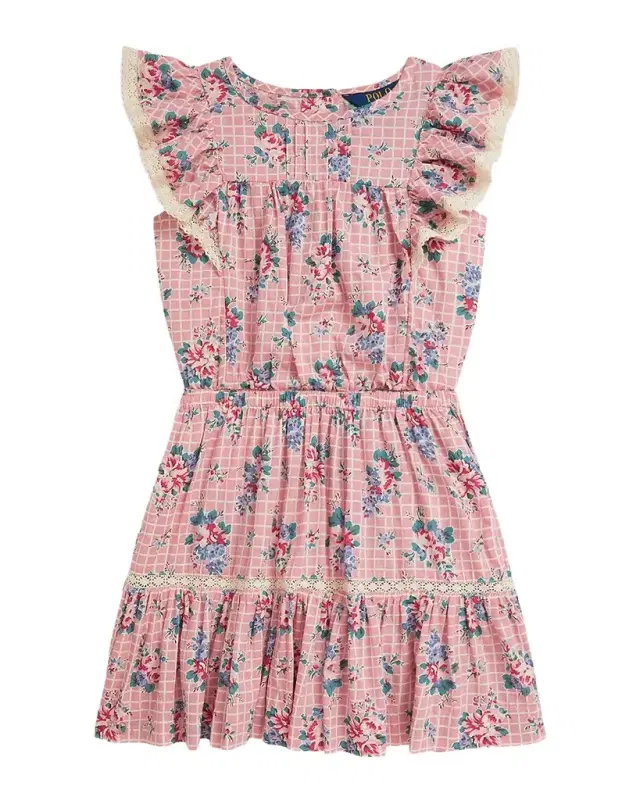 Little Girl 's & Girl 's Floral Slub Cotton Top & Skirt