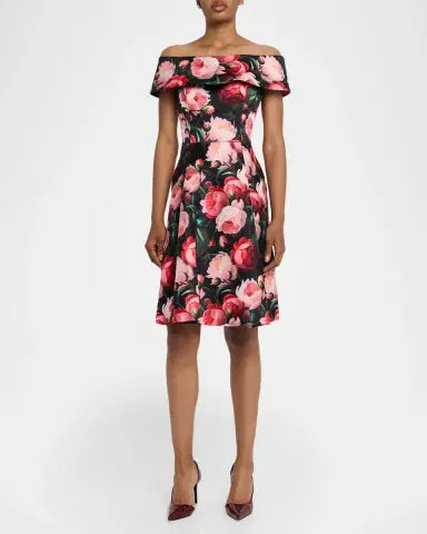 Rickie Freeman for Teri Jon Off-Shoulder Floral Mikado Dress | Thumbnail 2 Rickie Freeman for Teri Jon Off-Shoulder Floral Mikado Dress | Thumbnail 2