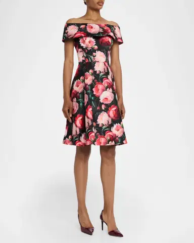 Rickie Freeman for Teri Jon Off-Shoulder Floral Mikado Dress | Thumbnail 4 Rickie Freeman for Teri Jon Off-Shoulder Floral Mikado Dress | Thumbnail 4