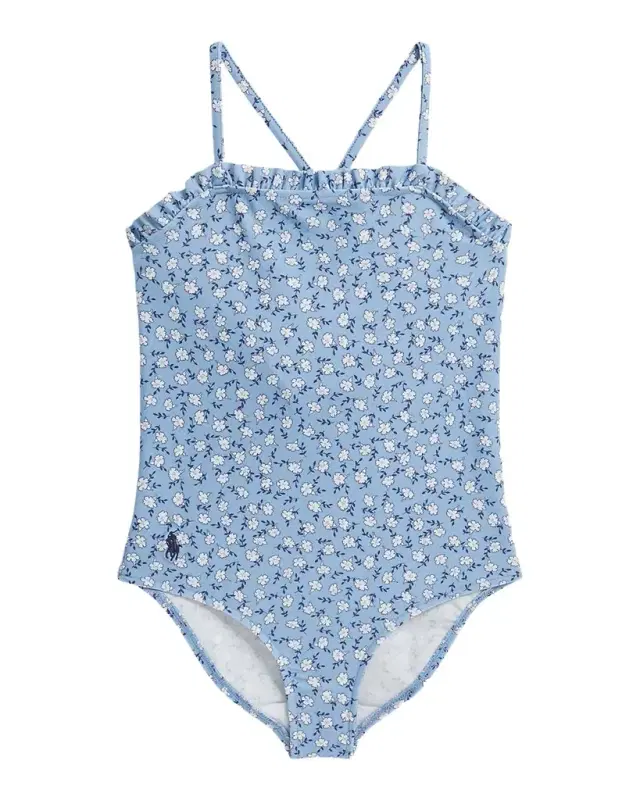 Little Girl 's & Girl 's Floral Ruffled One-Piece Swimsuit