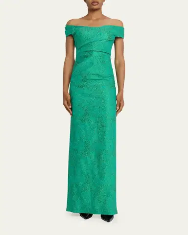 Rickie Freeman for Teri Jon Off-Shoulder Metallic Jacquard Column Gown | Thumbnail 2 Rickie Freeman for Teri Jon Off-Shoulder Metallic Jacquard Column Gown | Thumbnail 2