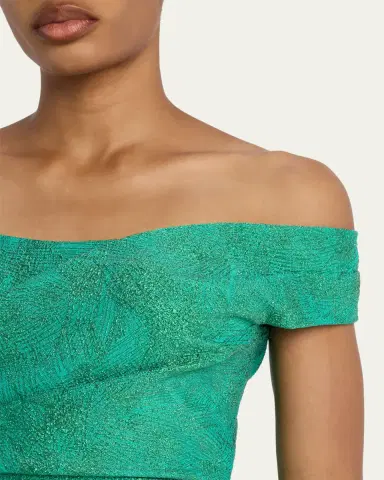 Rickie Freeman for Teri Jon Off-Shoulder Metallic Jacquard Column Gown | Thumbnail 5 Rickie Freeman for Teri Jon Off-Shoulder Metallic Jacquard Column Gown | Thumbnail 5