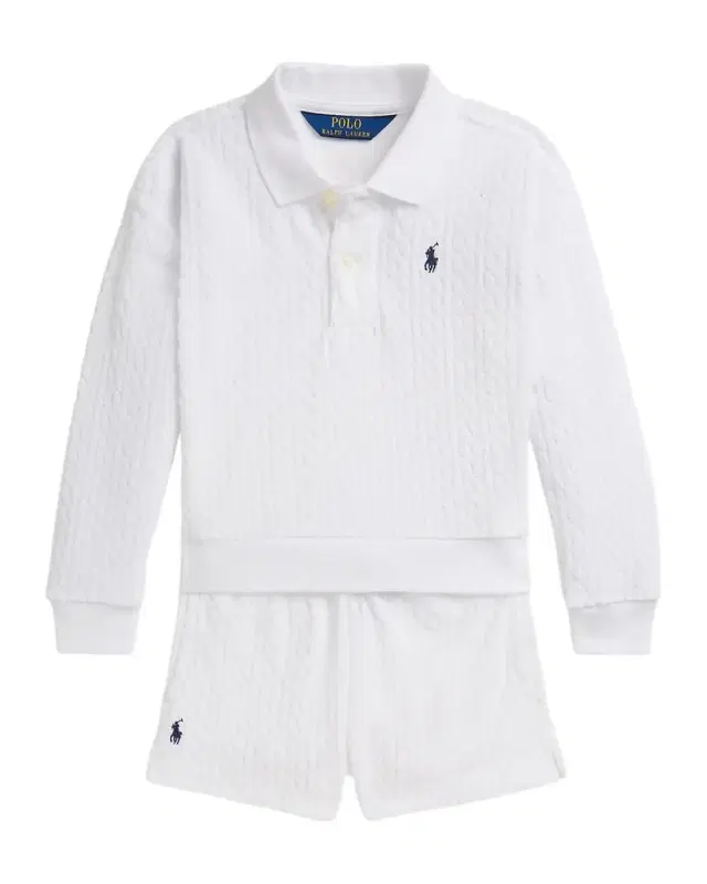 Little Girl 's & Girl 's Mini-Cable Terry Polo Shirt & Short