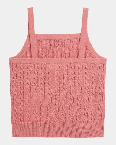 Polo Ralph Lauren Girl 's Mini-Cable Cotton Tank Top, Size 2-6X | Thumbnail 2 Polo Ralph Lauren Girl 's Mini-Cable Cotton Tank Top, Size 2-6X | Thumbnail 2