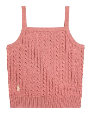 Polo Ralph Lauren Girl 's Mini-Cable Cotton Tank Top, Size 2-6X | Thumbnail 1 Polo Ralph Lauren Girl 's Mini-Cable Cotton Tank Top, Size 2-6X | Thumbnail 1