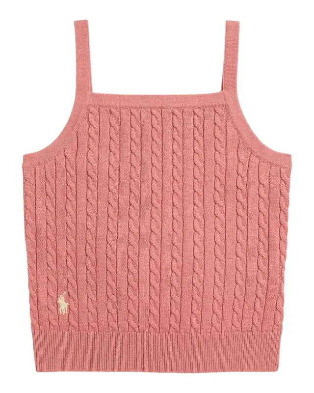 Girl 's Mini-Cable Cotton Tank Top, Size 2-6X