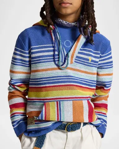 Polo Ralph Lauren Little Boy 's & Boy 's Striped Cotton Terry Hoodie | Thumbnail 4