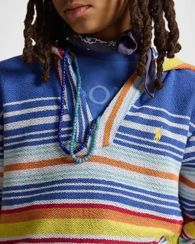 Polo Ralph Lauren Little Boy 's & Boy 's Striped Cotton Terry Hoodie | Thumbnail 5