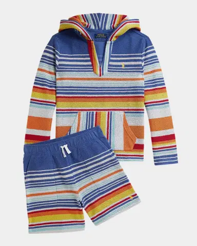 Polo Ralph Lauren Little Boy 's & Boy 's Striped Cotton Terry Hoodie | Thumbnail 6