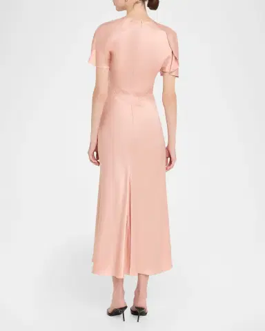 Victoria Beckham Draped Neck Satin Midi Dress | Thumbnail 3 Victoria Beckham Draped Neck Satin Midi Dress | Thumbnail 3