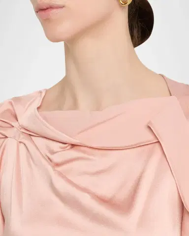 Victoria Beckham Draped Neck Satin Midi Dress | Thumbnail 5 Victoria Beckham Draped Neck Satin Midi Dress | Thumbnail 5