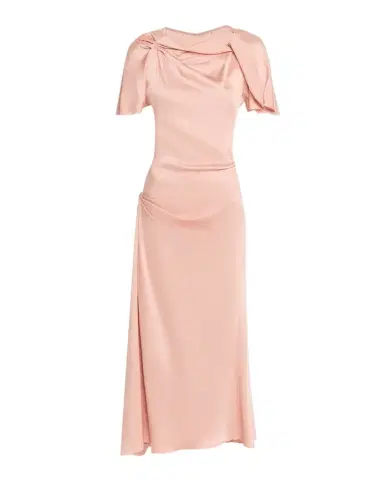 Victoria Beckham Draped Neck Satin Midi Dress | Thumbnail 1 Victoria Beckham Draped Neck Satin Midi Dress | Thumbnail 1
