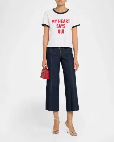Cinq à Sept My Heart Says Oui Ringer T-Shirt | Thumbnail 2