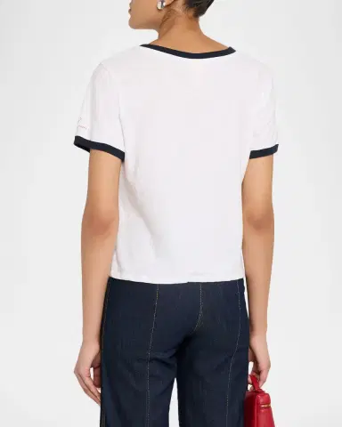 Cinq à Sept My Heart Says Oui Ringer T-Shirt | Thumbnail 3