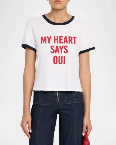 Cinq à Sept My Heart Says Oui Ringer T-Shirt | Thumbnail 4