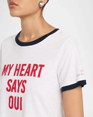 Cinq à Sept My Heart Says Oui Ringer T-Shirt | Thumbnail 5