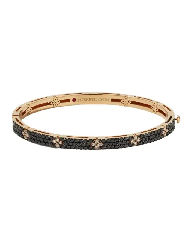 Love In Verona 18k Rose Gold Black Diamond Bangle