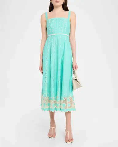 Saloni Aurora B Embroidered Midi Dress | Thumbnail 2