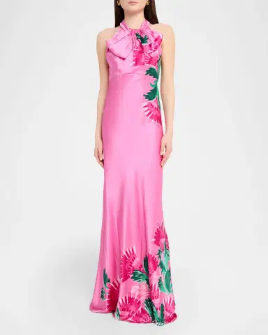 Saloni Suzette Tie-Neck Maxi Dress | Thumbnail 2 Saloni Suzette Tie-Neck Maxi Dress | Thumbnail 2