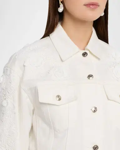 Generation Love Lexia Lace Appliqué Denim Jacket | Thumbnail 5