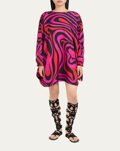 Pucci Marmo Silk Twill Mini Caftan Dress | Thumbnail 6