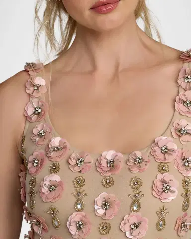 Mac Duggal 3D Floral-Embellished Midi-Dress | Thumbnail 2 Mac Duggal 3D Floral-Embellished Midi-Dress | Thumbnail 2