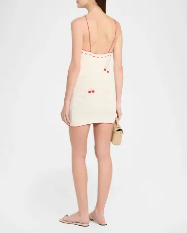 LoveShackFancy Yelena Cherry-Embroidered Crochet Mini Dress | Thumbnail 3 LoveShackFancy Yelena Cherry-Embroidered Crochet Mini Dress | Thumbnail 3
