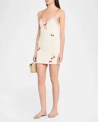 LoveShackFancy Yelena Cherry-Embroidered Crochet Mini Dress | Thumbnail 4 LoveShackFancy Yelena Cherry-Embroidered Crochet Mini Dress | Thumbnail 4