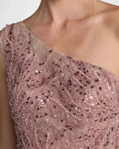Mac Duggal One-Shoulder Beaded Lace Mermaid Gown | Thumbnail 4