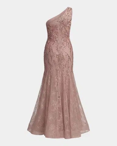 Mac Duggal One-Shoulder Beaded Lace Mermaid Gown | Thumbnail 5