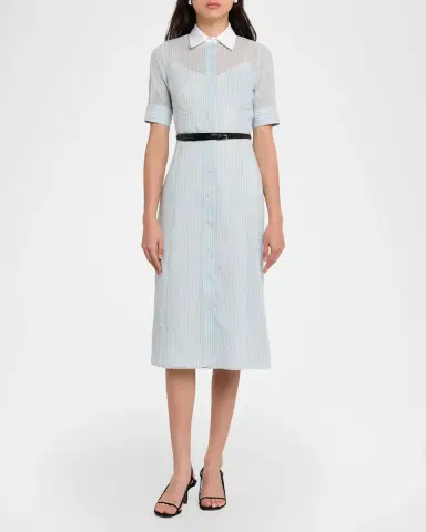 Altuzarra Kieran Striped Short-Sleeve Midi Shirtdress | Thumbnail 2