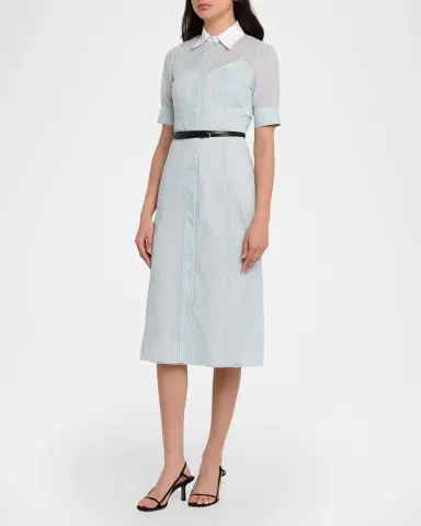 Altuzarra Kieran Striped Short-Sleeve Midi Shirtdress | Thumbnail 4
