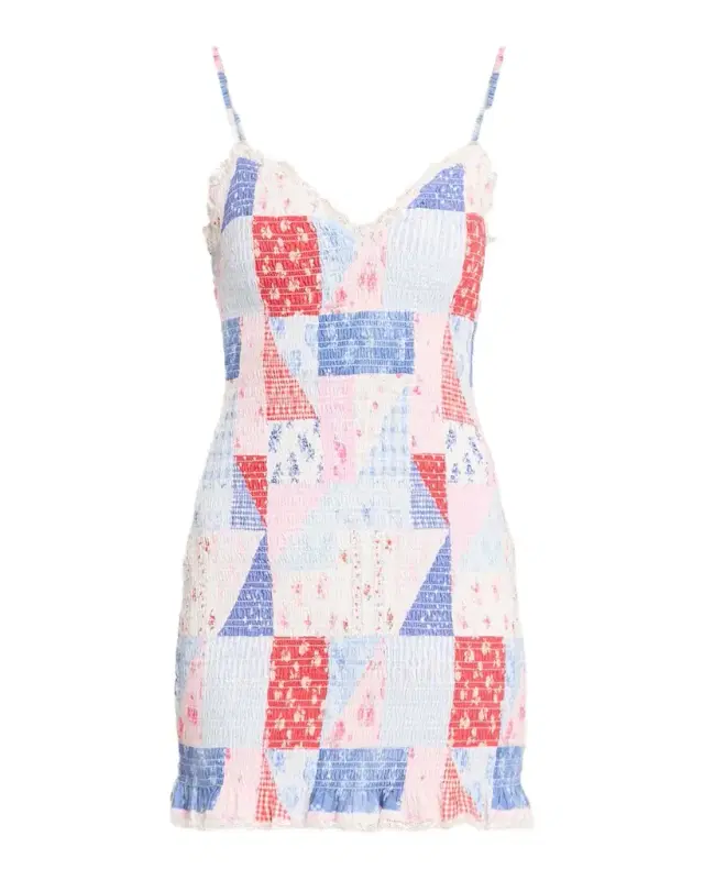 Solier Patchwork Floral Mini Dress
