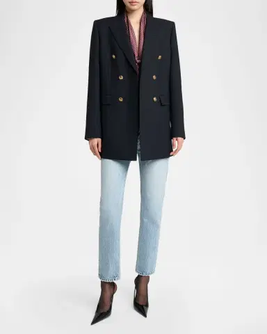 Saint Laurent Wool Gabardine Double-Breasted Jacket | Thumbnail 2 Saint Laurent Wool Gabardine Double-Breasted Jacket | Thumbnail 2